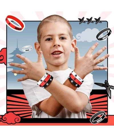 30 Pieces Ninja Silicone Wristbands Bracelets Samurai Rubber Bracelets Ninja Party Favors Bracelets Ninja Warrior Stretch Wri...