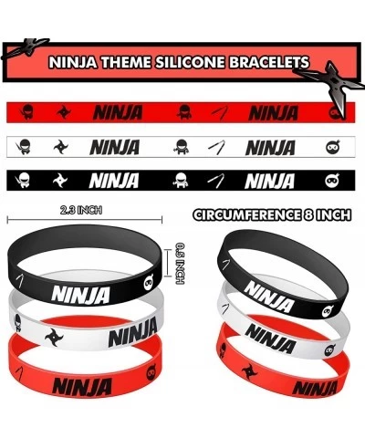 30 Pieces Ninja Silicone Wristbands Bracelets Samurai Rubber Bracelets Ninja Party Favors Bracelets Ninja Warrior Stretch Wri...