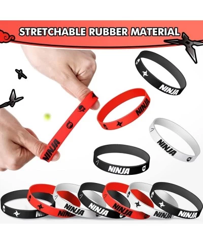 30 Pieces Ninja Silicone Wristbands Bracelets Samurai Rubber Bracelets Ninja Party Favors Bracelets Ninja Warrior Stretch Wri...