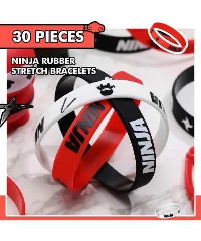 30 Pieces Ninja Silicone Wristbands Bracelets Samurai Rubber Bracelets Ninja Party Favors Bracelets Ninja Warrior Stretch Wri...