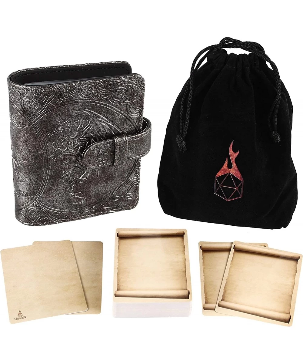 Forged Dice Co Spellbook of Incantations (Dragon Edition) Spellbook Card Holder & Deck of Dry Erase Cards with Velvet Storage...