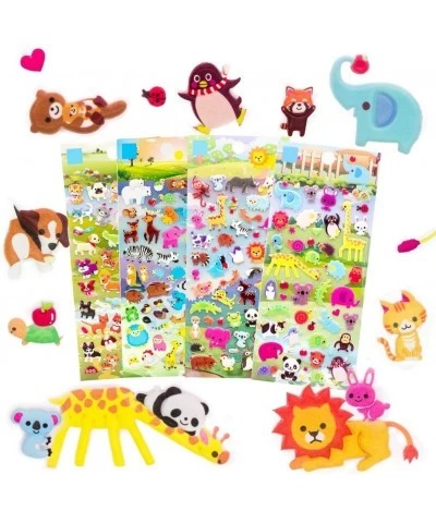 3D Puffy Stickers for Kids Resuable Sticker for Toddler Boys Girls 4 Sheets - Mother Child Animals Dogs Cats Elephant Giraffe...