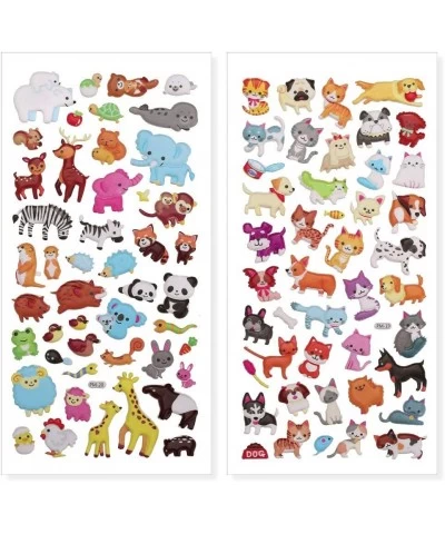 3D Puffy Stickers for Kids Resuable Sticker for Toddler Boys Girls 4 Sheets - Mother Child Animals Dogs Cats Elephant Giraffe...