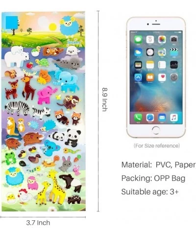 3D Puffy Stickers for Kids Resuable Sticker for Toddler Boys Girls 4 Sheets - Mother Child Animals Dogs Cats Elephant Giraffe...