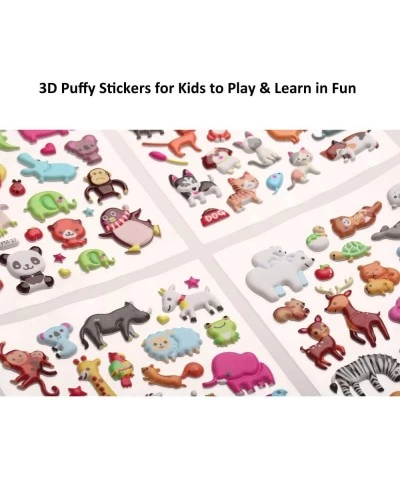 3D Puffy Stickers for Kids Resuable Sticker for Toddler Boys Girls 4 Sheets - Mother Child Animals Dogs Cats Elephant Giraffe...