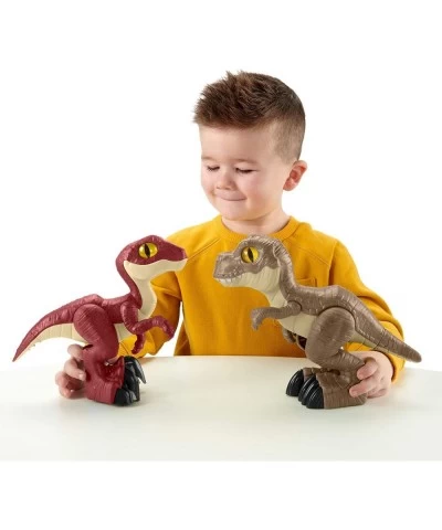 Fisher-Price Imaginext Jurassic World Dino Attack Pack extra-large 9.5 inch T.rex and 9 inch raptor figure set for preschool ...