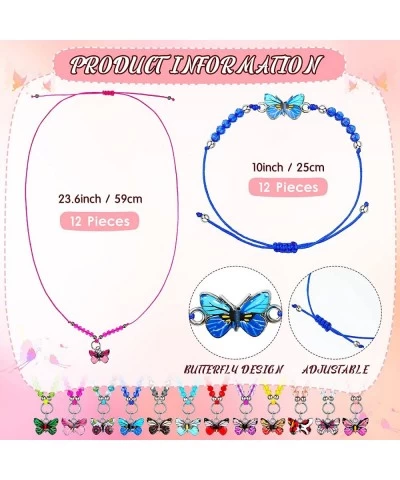 68 Pcs Butterfly Party Favors Colorful Crystal Bracelet and Necklace Beads Rings Tattoo Stickers Set Friendship Bracelets Gif...