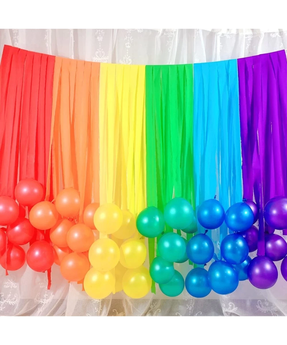 Rainbow Decorations Party Backdrop with 6 Rolls Rainbow Streamers and 42 Pcs Rainbow Balloons for Birthday Party Supplies Gir...