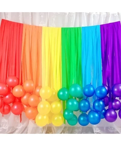 Rainbow Decorations Party Backdrop with 6 Rolls Rainbow Streamers and 42 Pcs Rainbow Balloons for Birthday Party Supplies Gir...