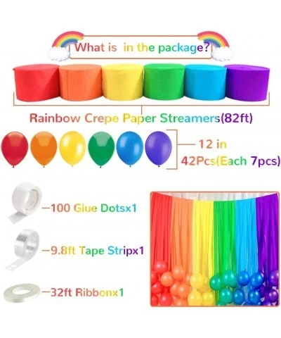 Rainbow Decorations Party Backdrop with 6 Rolls Rainbow Streamers and 42 Pcs Rainbow Balloons for Birthday Party Supplies Gir...