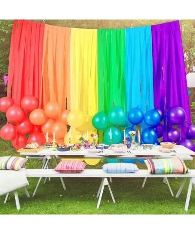 Rainbow Decorations Party Backdrop with 6 Rolls Rainbow Streamers and 42 Pcs Rainbow Balloons for Birthday Party Supplies Gir...