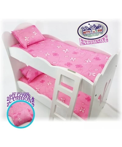 18 Inch Doll Furniture White Wooden Bunk Beds with 2 Pink Pillows 2 Pink Cushions & Ladder - Fits American Girl Dolls $67.37 ...