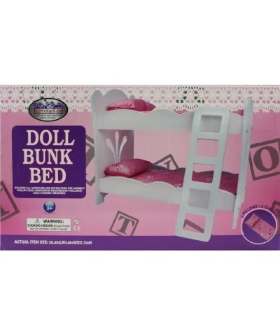 18 Inch Doll Furniture White Wooden Bunk Beds with 2 Pink Pillows 2 Pink Cushions & Ladder - Fits American Girl Dolls $67.37 ...