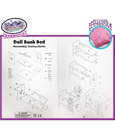 18 Inch Doll Furniture White Wooden Bunk Beds with 2 Pink Pillows 2 Pink Cushions & Ladder - Fits American Girl Dolls $67.37 ...