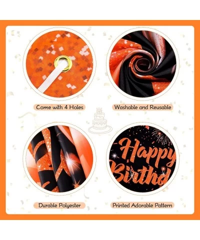 Orange Birthday Banner Decorations Large Orange Black Happy Birthday Banner Backdrop Orange Birthday Sign Photo Booth Backgro...