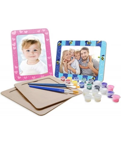 DIY Paint Your Own Picture Frame 4 sets of MDF Wood Photo Frames (5 x 7 inch) with Stand for Children to Paint and Decorate C...