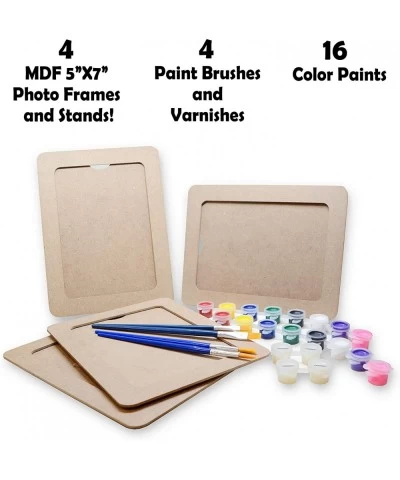 DIY Paint Your Own Picture Frame 4 sets of MDF Wood Photo Frames (5 x 7 inch) with Stand for Children to Paint and Decorate C...