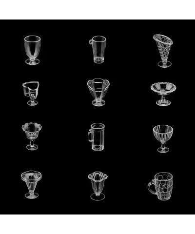 48 Pcs Mini House Mini Wine Cup 12 Style Clear Miniature Food Cups Drinking Beer Water Cups Dessert Dish Jar Cup Accessories ...