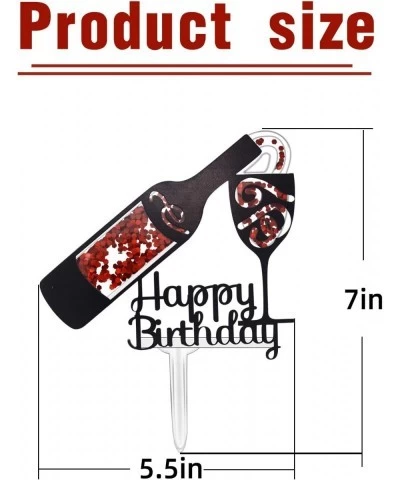 Happy Birthday Cake Topper Wine Bottle and Glass Acrylic Cake Topper Whisky and Wine Themed Birthday Party Decor $19.40 Kids'...