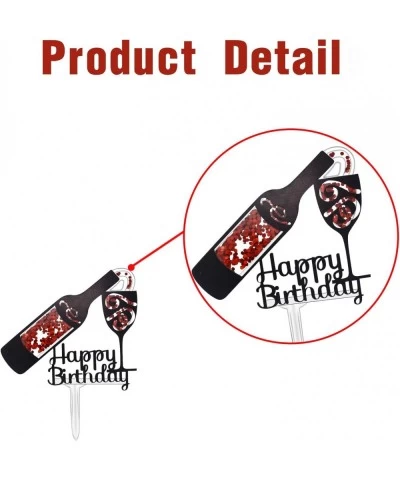 Happy Birthday Cake Topper Wine Bottle and Glass Acrylic Cake Topper Whisky and Wine Themed Birthday Party Decor $19.40 Kids'...