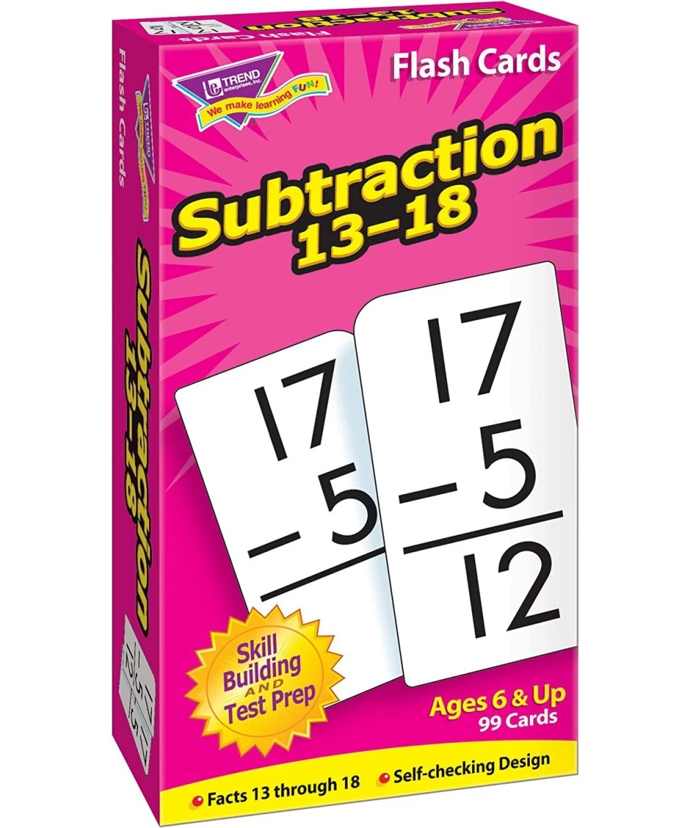 Trend Enterprises: Subtraction 13-18 Skill Drill Flash Cards Exciting Way for Everyone to Learn Self-Checking Design Great fo...