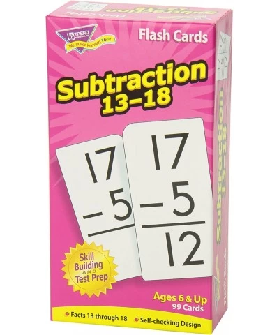 Trend Enterprises: Subtraction 13-18 Skill Drill Flash Cards Exciting Way for Everyone to Learn Self-Checking Design Great fo...