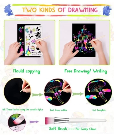 Scratch Paper Art Set for Kids - Magic Rainbow & Silver Scratch Off Art - Rainbow Scratch Art for Kids with Stencils Bookmark...