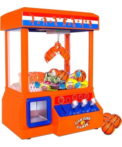 Slam Dunk Claw Machine - Miniature Candy Grabber for Kids with 3 Small Basketballs 30 Reusable Tokens - Electronic Prize Disp...