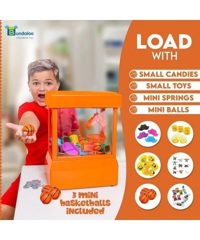 Slam Dunk Claw Machine - Miniature Candy Grabber for Kids with 3 Small Basketballs 30 Reusable Tokens - Electronic Prize Disp...