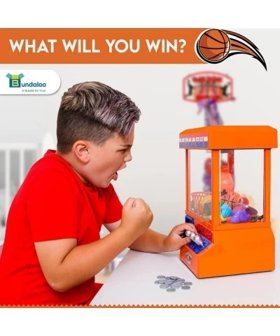 Slam Dunk Claw Machine - Miniature Candy Grabber for Kids with 3 Small Basketballs 30 Reusable Tokens - Electronic Prize Disp...