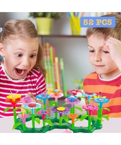 Flower Garden Building Toys - 52 Colored Blocks: Stamens Pistils Petals Leaves Base - Educational Creative Play for Preschool...