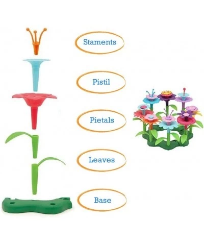 Flower Garden Building Toys - 52 Colored Blocks: Stamens Pistils Petals Leaves Base - Educational Creative Play for Preschool...