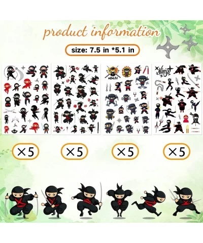 520 Pieces Ninja Temporary Tattoos Kids Birthday Party Decorations Supplies Temporary Tattoos For Kids Spy Ninja Kit Karate P...