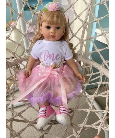 Toddler Reborn Baby Doll Girl Princess with Curly Blonde Hair 24 Inch 60cm Real Life Looking Reborn Toddler Dolls Soft Body S...