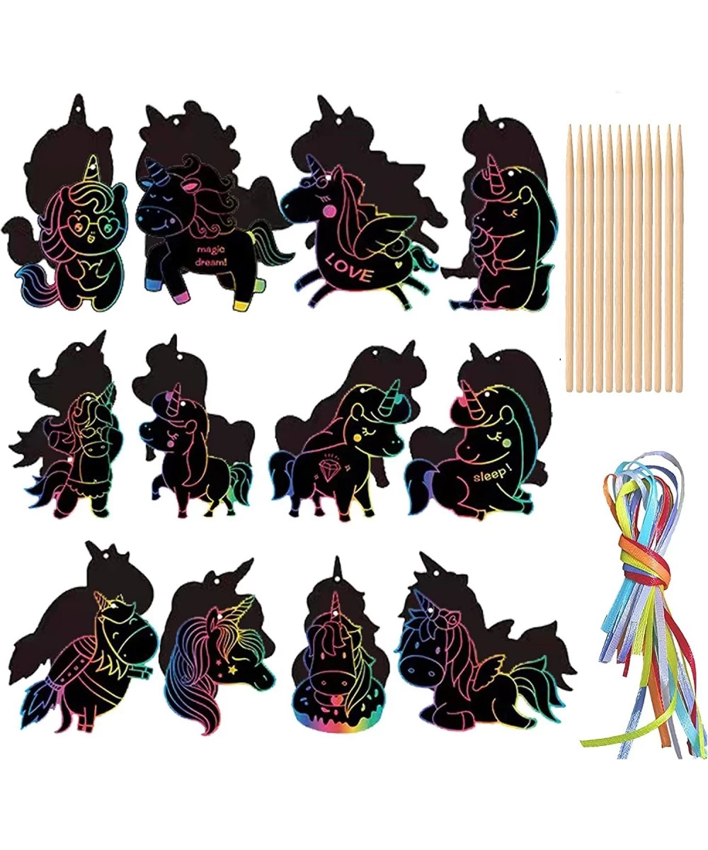 Scratch Paper Art Set for Kids 60Pcs Rainbow Magic Scratch Off Paper Scratch Art Paper Craft Kit Black Scratch Paper Sheets W...