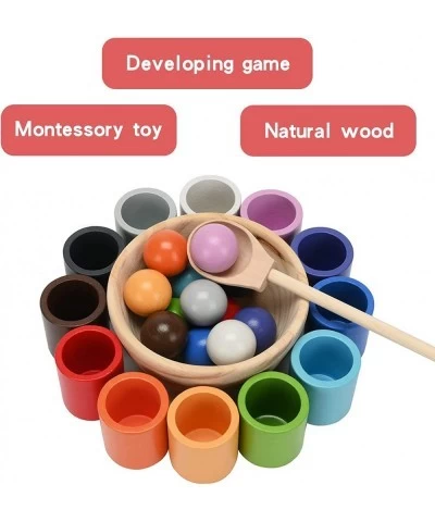 Balls in Cups Montessori Toy Wooden Sorter Game 12 Balls 30mm Age 1+ Color Sorting and Counting Preschool Learning Education ...