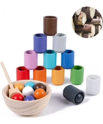 Balls in Cups Montessori Toy Wooden Sorter Game 12 Balls 30mm Age 1+ Color Sorting and Counting Preschool Learning Education ...