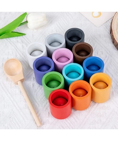 Balls in Cups Montessori Toy Wooden Sorter Game 12 Balls 30mm Age 1+ Color Sorting and Counting Preschool Learning Education ...