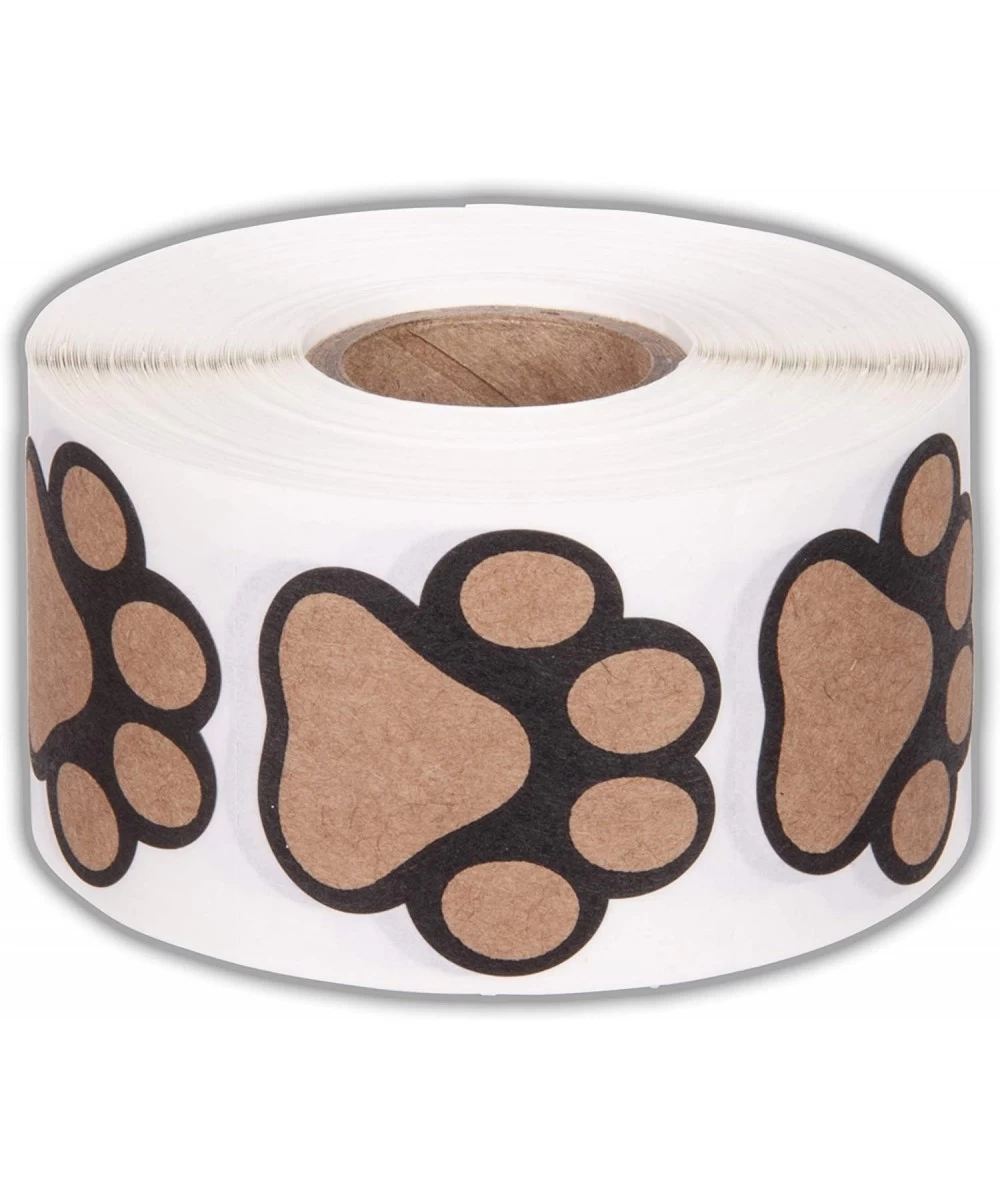 Paw Prints Animal Stickers- 500 1.5" Labels Dog Paw Prints for Kids Parties Vets Kennels and Mailing. Made in The USA (Kraft)...