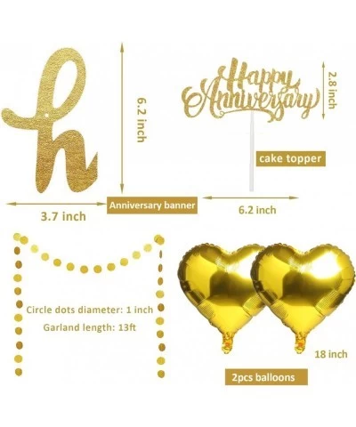 Happy Anniversary Party Decorations Gold- Happy Anniversary Banner & Happy Anniversary Cake Toppers & Circle Dots Garland & H...