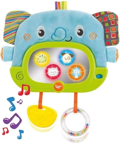 Baby Tummy Time Mirror for Floor Crib Play Gym & Stroller - Soft Elephant Baby Mirror w/ Hidden Characters – Daytime Play & N...