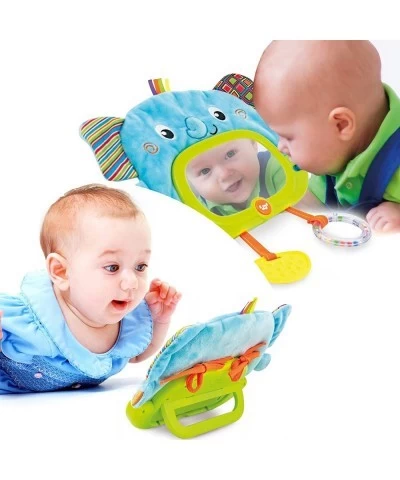 Baby Tummy Time Mirror for Floor Crib Play Gym & Stroller - Soft Elephant Baby Mirror w/ Hidden Characters – Daytime Play & N...