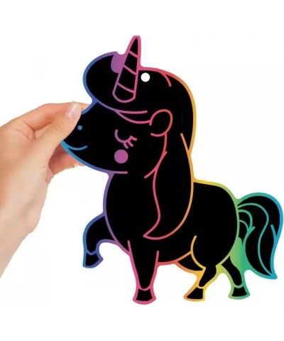 Scratch Paper Art Set for Kids 60Pcs Rainbow Magic Scratch Off Paper Scratch Art Paper Craft Kit Black Scratch Paper Sheets W...