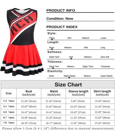 Cheerleader Costumes for Girls Toddler Cheerleading Dress up for Party Movie Halloween Kids Fancy Cosplay Outfit $44.94 Kids'...