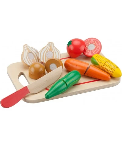 New Classic Toys Wooden Pretend Play Toy for Kids Cutting Meal Vegetables 8 pieces Cooking Simulation Educational Toys and Co...