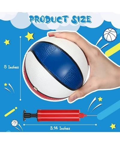 12 Pcs Red White Blue Mini Basketballs 5 Inches Small Basketballs with Pump Kids Rubber Basketball Sports Ball for Indoor Out...