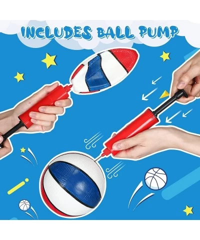 12 Pcs Red White Blue Mini Basketballs 5 Inches Small Basketballs with Pump Kids Rubber Basketball Sports Ball for Indoor Out...