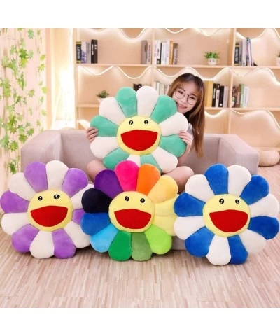 Flower Plush Pillow Sunflower Pillow Soft & Comfortable Sunflower Smiley Cushion Colorful Sun Flower Plush Toy Home Bedroom S...