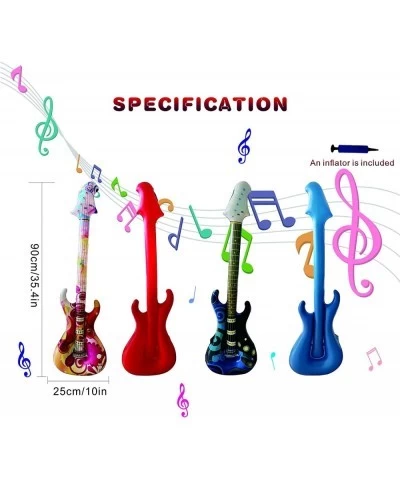 Inflatable Rock Star Toy Set 6 Packs Inflatable Guitar 35inch Rock Star Guitar Set Electric Blow Up Guitar for 80s 90s Themed...