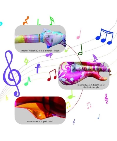 Inflatable Rock Star Toy Set 6 Packs Inflatable Guitar 35inch Rock Star Guitar Set Electric Blow Up Guitar for 80s 90s Themed...